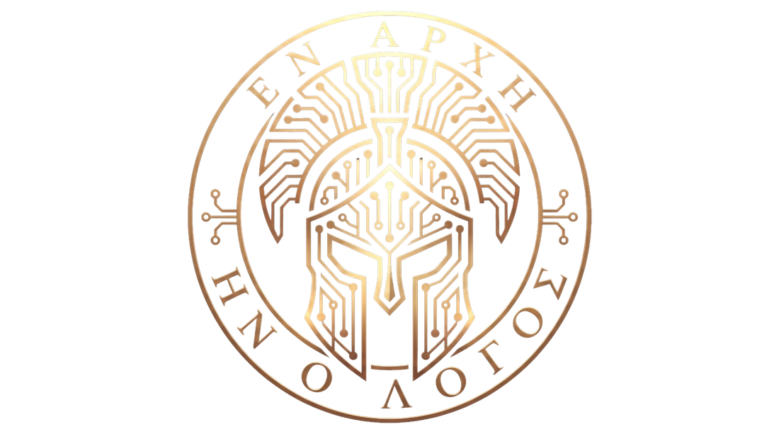 Talos emblem — circuit Spartan helmet with Greek inscription